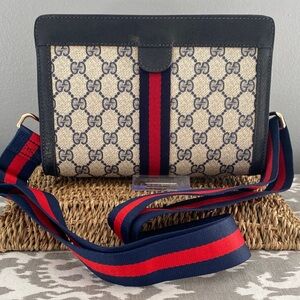 Gucci GG Sherry Line Ophidia Clutch w/Unbranded D Rings & Strap for Crossbody